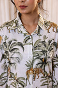 Women's Green Safari Print Shirt - Wild & Elegant | Women's Shirt | Shop stylish women's clothing online at Label Flavia |