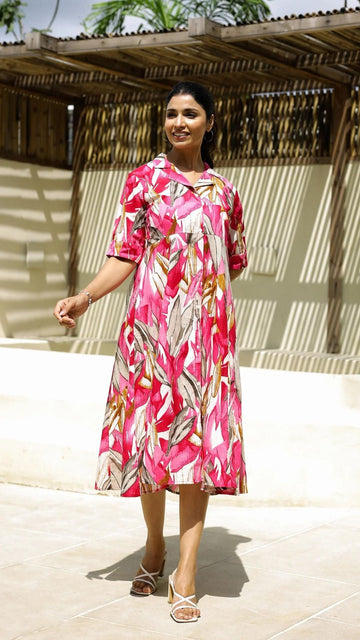 Cotton Printed Dress | A-Line Dress | Shop stylish women's clothing online at Label Flavia |
