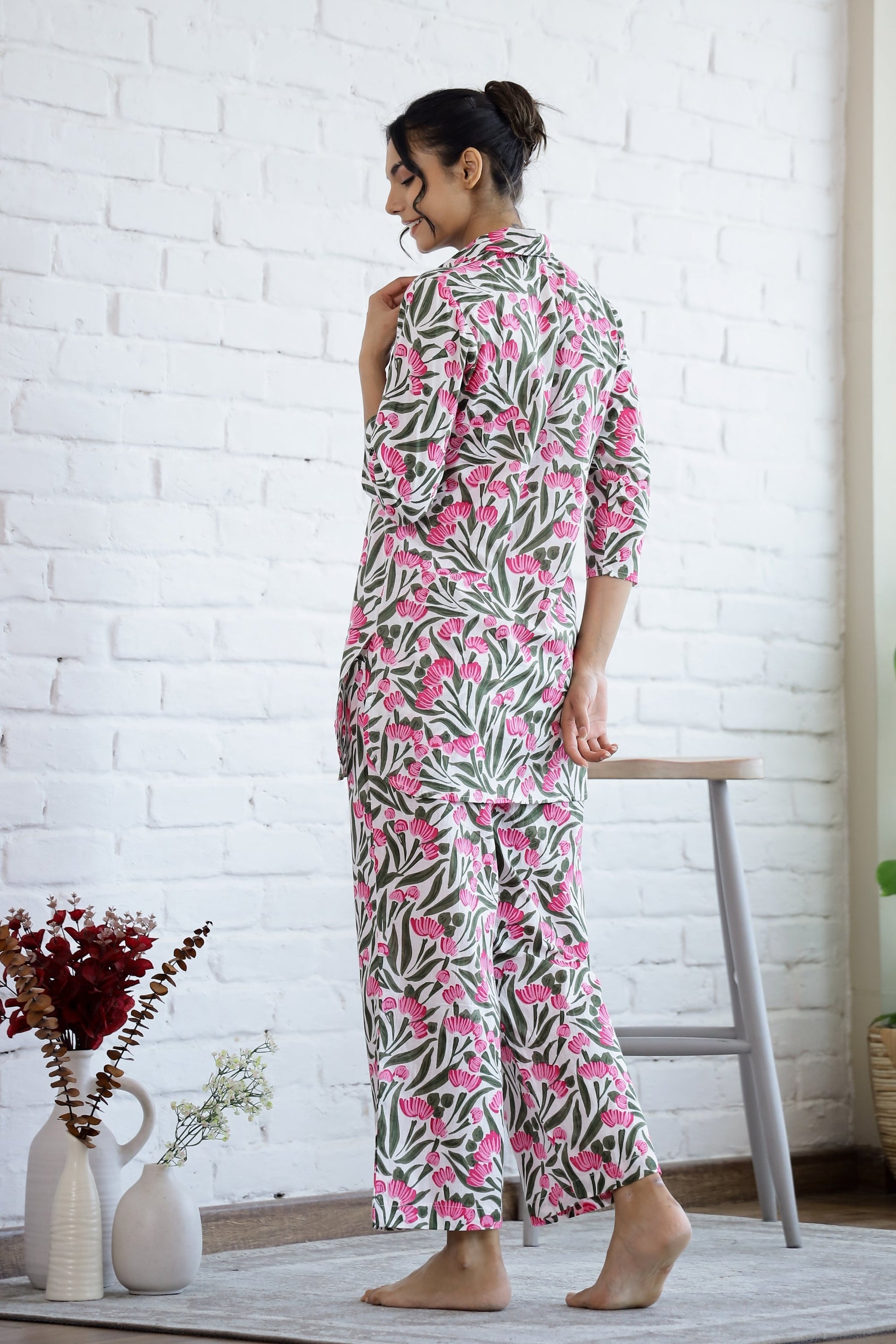 Pink Flower Cotton printed coord set | Co-Ord Set | Shop stylish women's clothing online at Label Flavia |