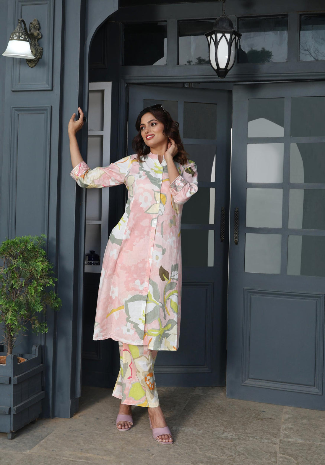 Pastel Floral Long Co-ord Set with Pants