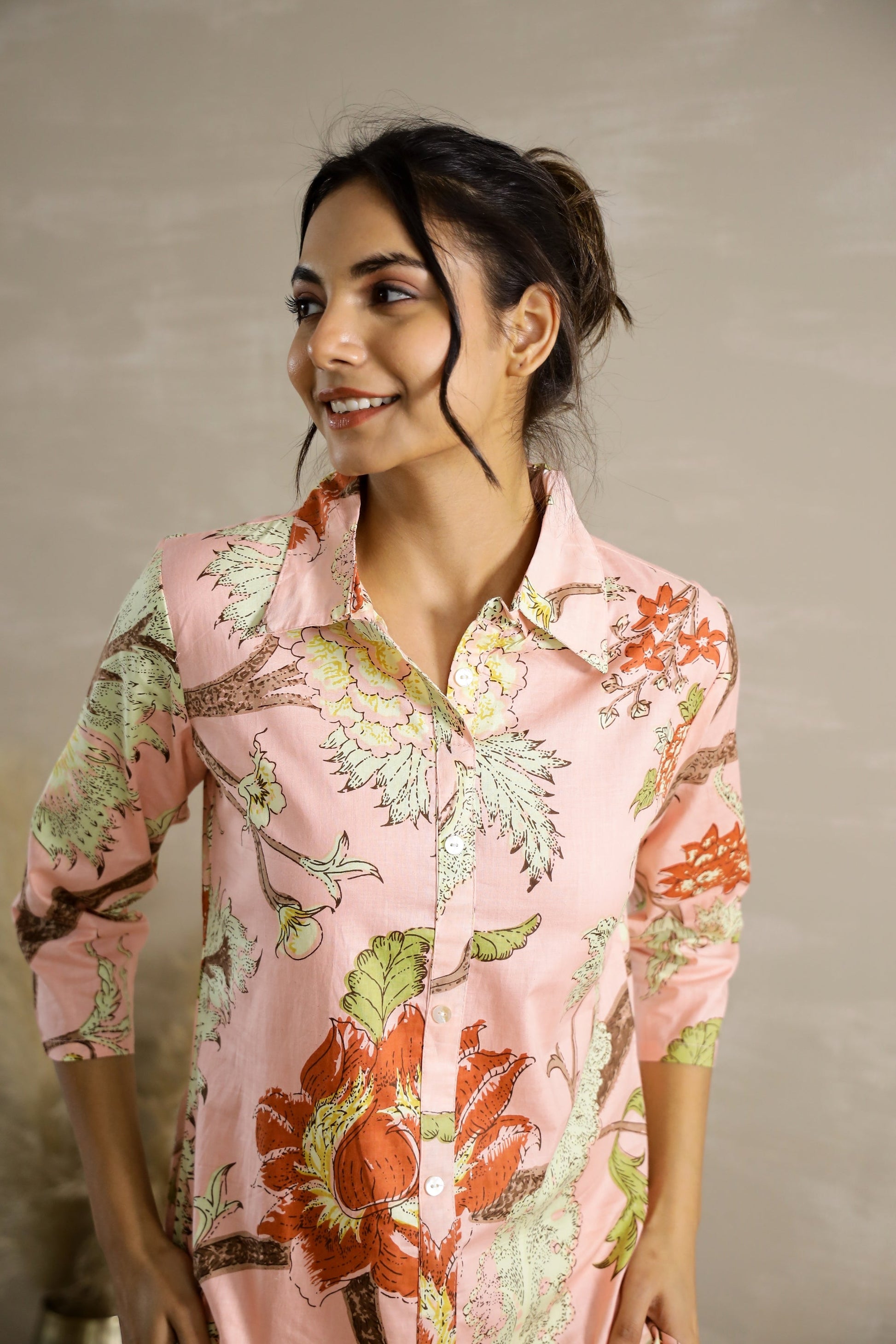 Pastel Pink Floral Cotton Coord Set | Co-Ord Set | Shop stylish women's clothing online at Label Flavia |