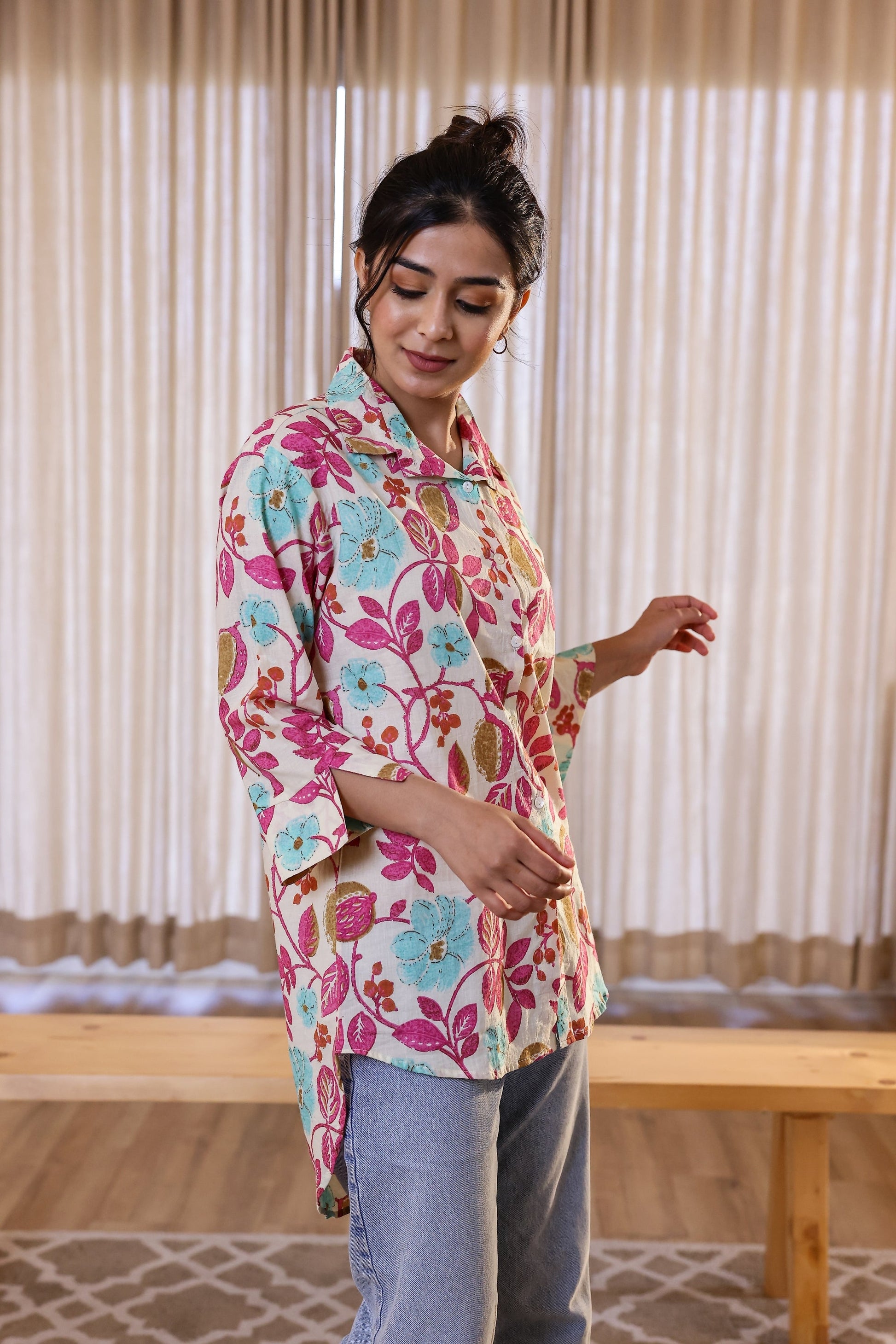 Women's Colorful Floral Shirt - Fun & Fresh | Women's Shirt | Shop stylish women's clothing online at Label Flavia |