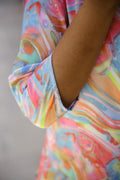 Colorful Rainbow Swirl Satin Pajama Set - Fun & Vibrant Nightwear | Co-Ord Set | Shop stylish women's clothing online at Label Flavia |