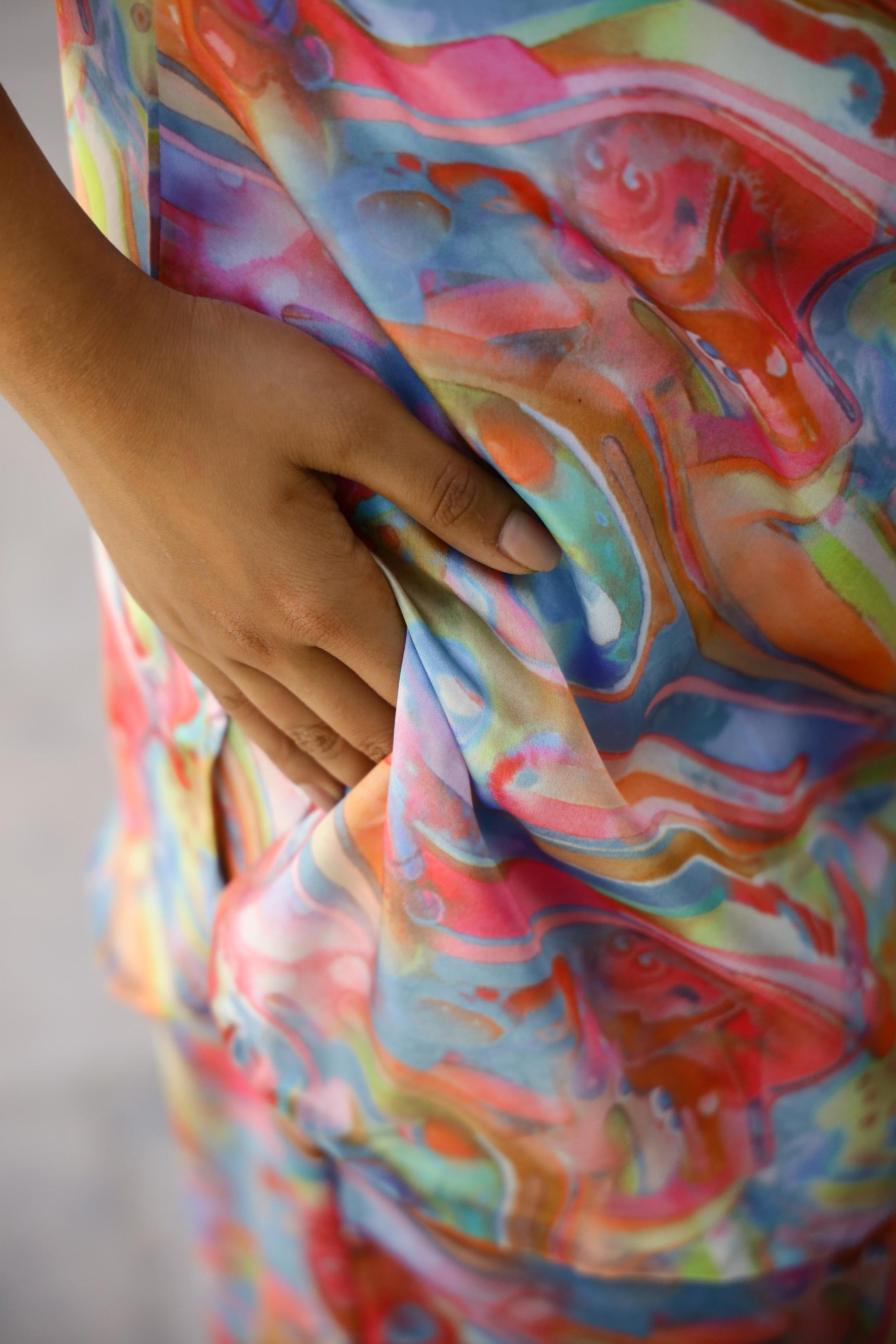 Colorful Rainbow Swirl Satin Pajama Set - Fun & Vibrant Nightwear | Co-Ord Set | Shop stylish women's clothing online at Label Flavia |