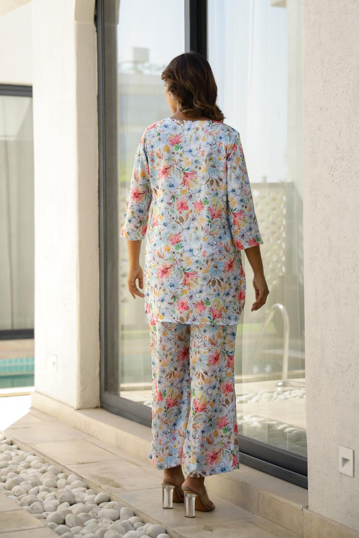 Floral Cotton Satin Pajama Set - Soft & Stylish Nightwear for Women | Co-Ord Set | Shop stylish women's clothing online at Label Flavia |