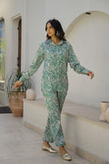 Trendy Green Zebra Print Satin Pajama Set - Stylish Animal Print Nightwear | Co-Ord Set | Shop stylish women's clothing online at Label Flavia |