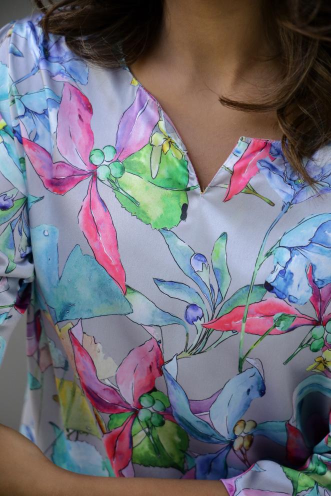 Delicate Pastel Watercolor Floral Satin Pajama Set - Elegant Nightwear | Co-Ord Set | Shop stylish women's clothing online at Label Flavia |