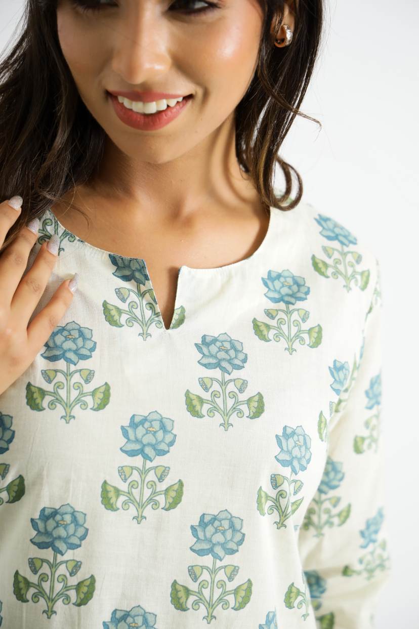 Cream Color Block Print Women's Co-ord Set | Co-Ord Set | Shop stylish women's clothing online at Label Flavia |