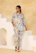 Gray and Yellow Ikat Co-ord Set - Cotton Casual Wear | Co-Ord Set | Shop stylish women's clothing online at Label Flavia |
