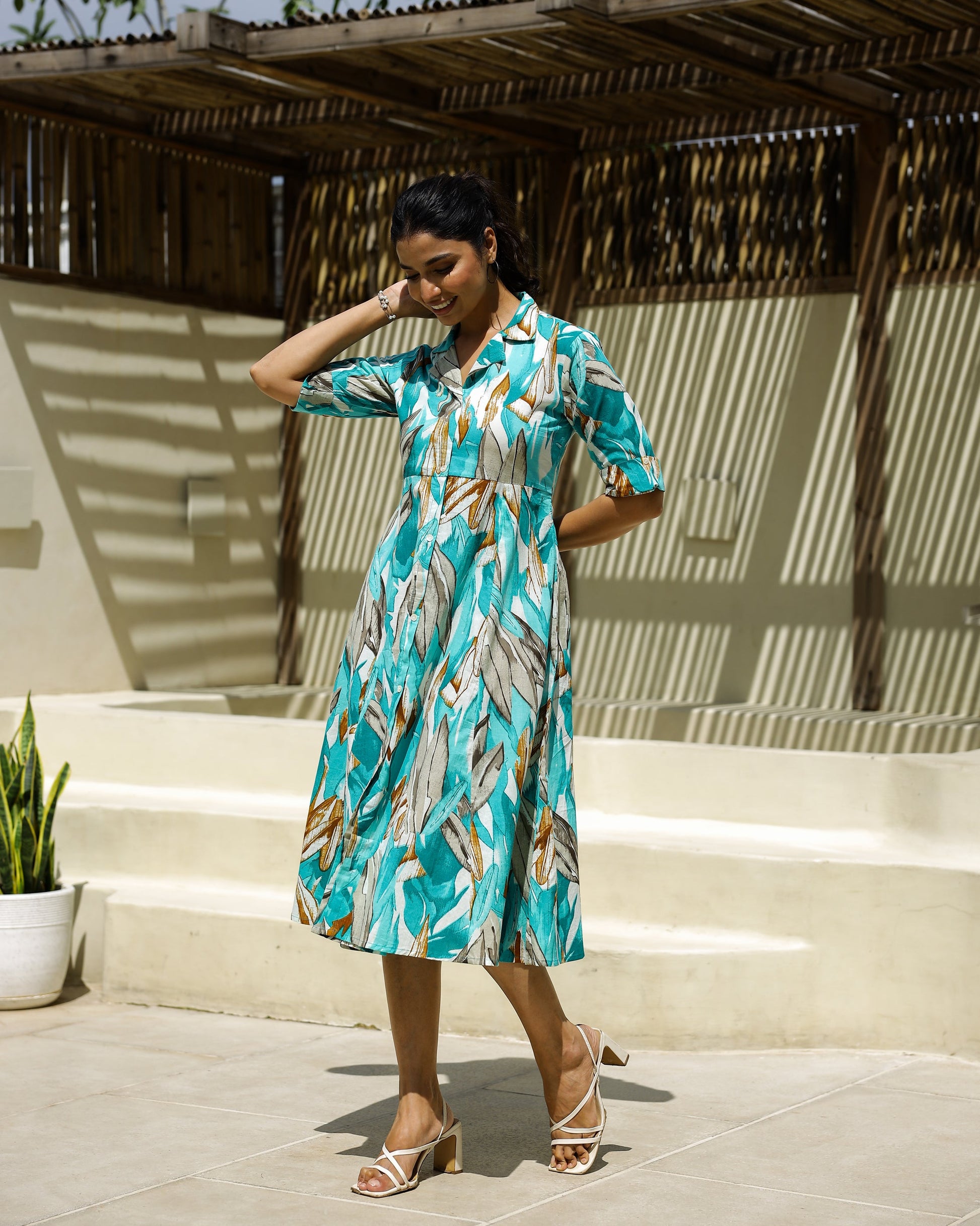 Cotton Printed Dress | A-Line Dress | Shop stylish women's clothing online at Label Flavia |