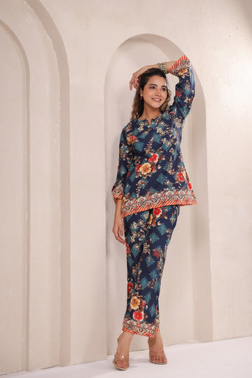 Midnight Elegance – Luxe Floral Co-ord Set