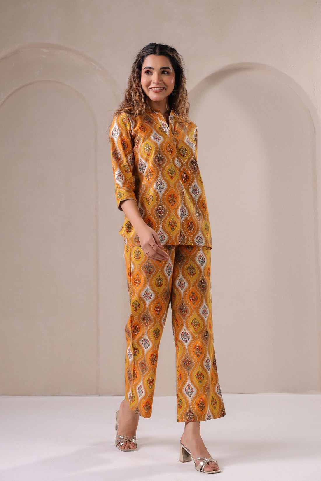 Golden Mirage – Printed Co-ord Set in Sunset Hues