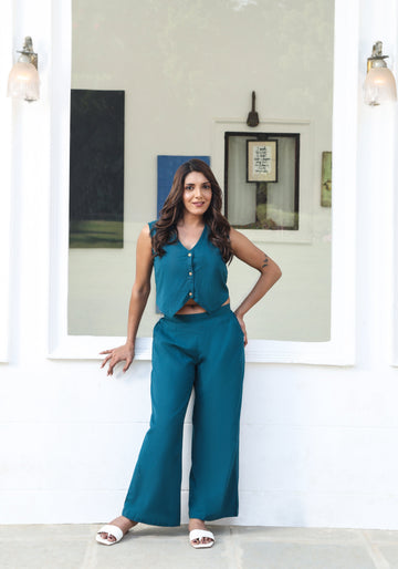 Teal Sleeveless Co-ord Set – Breezy & Bold