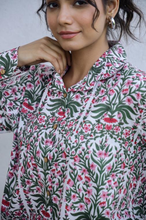 Women's Pink Floral Shirt - Bright & Playful | Women's Shirt | Shop stylish women's clothing online at Label Flavia |