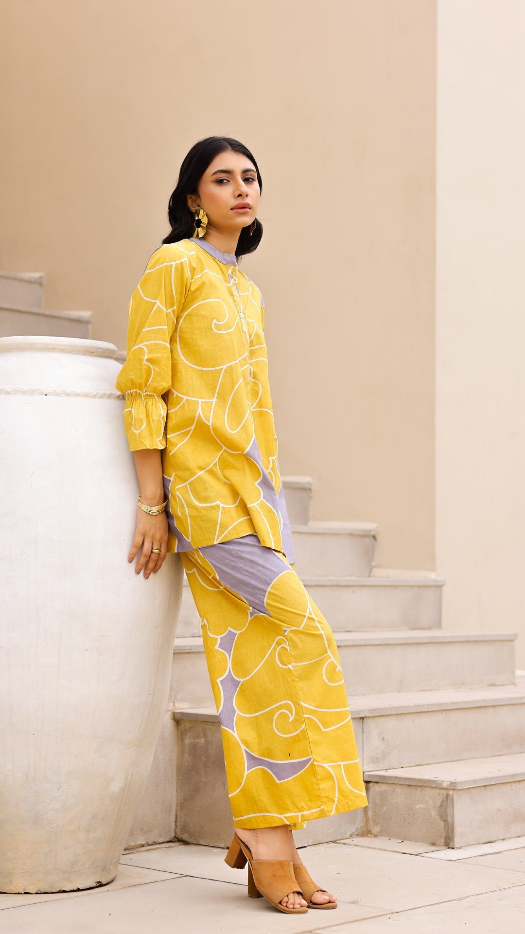 Yellow & Lilac Abstract Co-ord Set