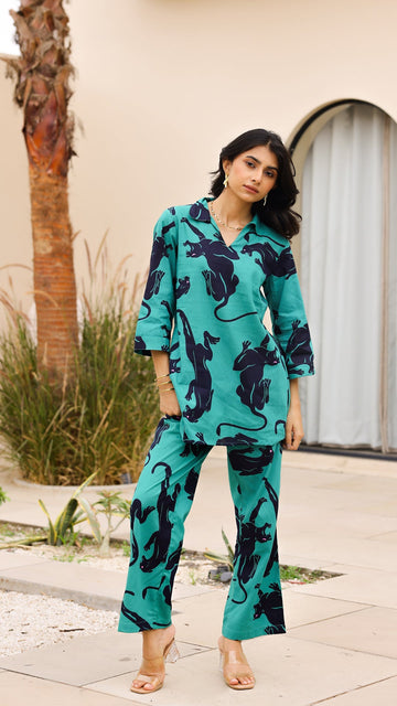 Emerald Panther Print Co-ord Set