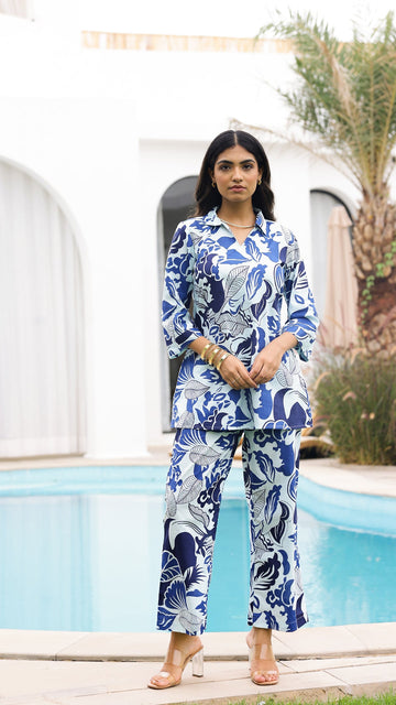 Ocean Breeze Co-ord Set in Blue & White