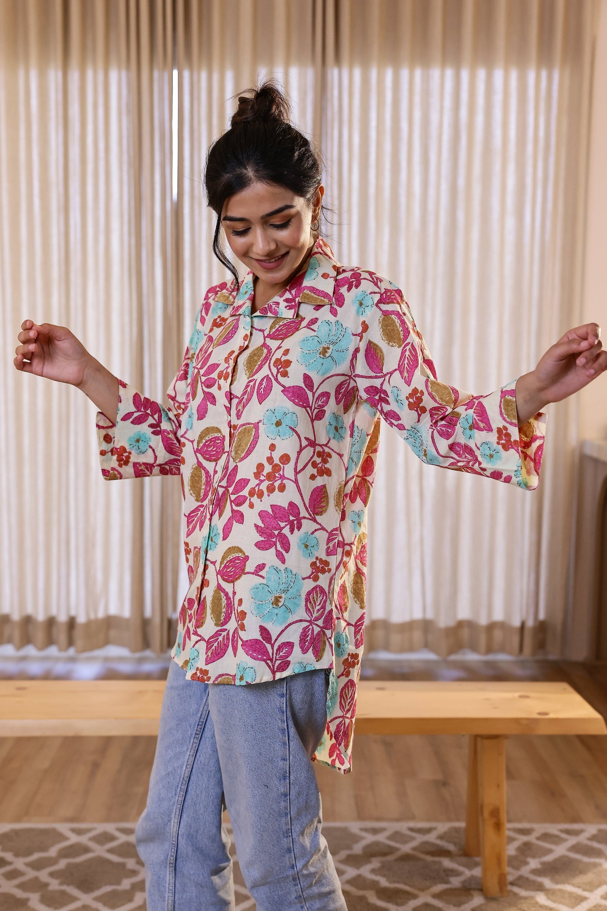Women's Colorful Floral Shirt - Fun & Fresh | Women's Shirt | Shop stylish women's clothing online at Label Flavia |