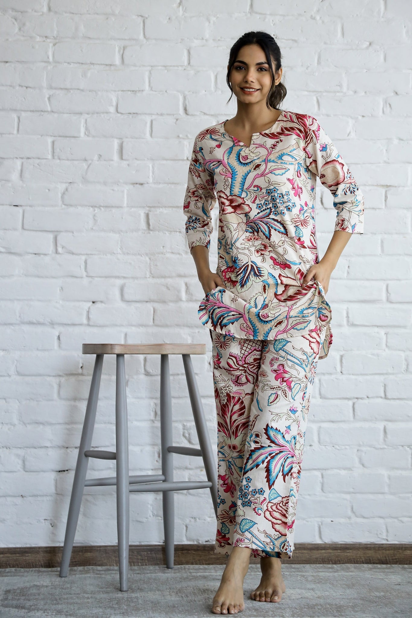 Botanic Multicolor Jaal Cotton Coord Set | Co-Ord Set | Shop stylish women's clothing online at Label Flavia |