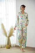 Playful Cartoon Print Satin Pajama Set for Women - Fun & Cozy Sleepwear | Co-Ord Set | Shop stylish women's clothing online at Label Flavia |