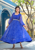 Blue Leheriya anarkali gown | | Shop stylish women's clothing online at Label Flavia |