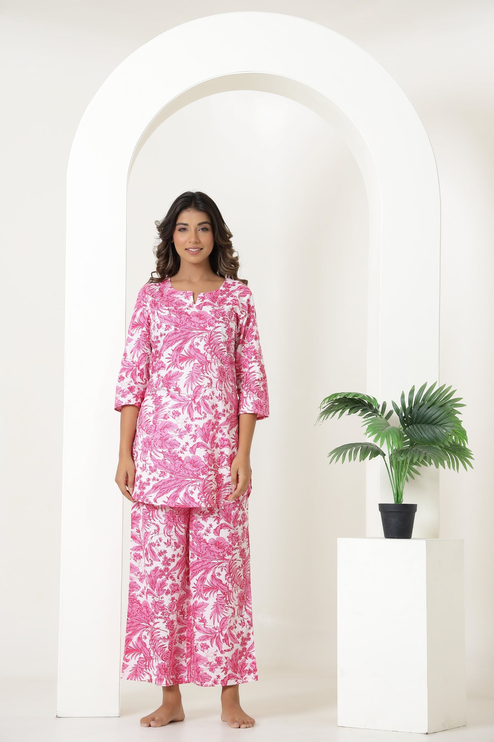 Pink Floral Lounge Set - Fresh, Feminine & Comfortable | Co-Ord Set | Shop stylish women's clothing online at Label Flavia |