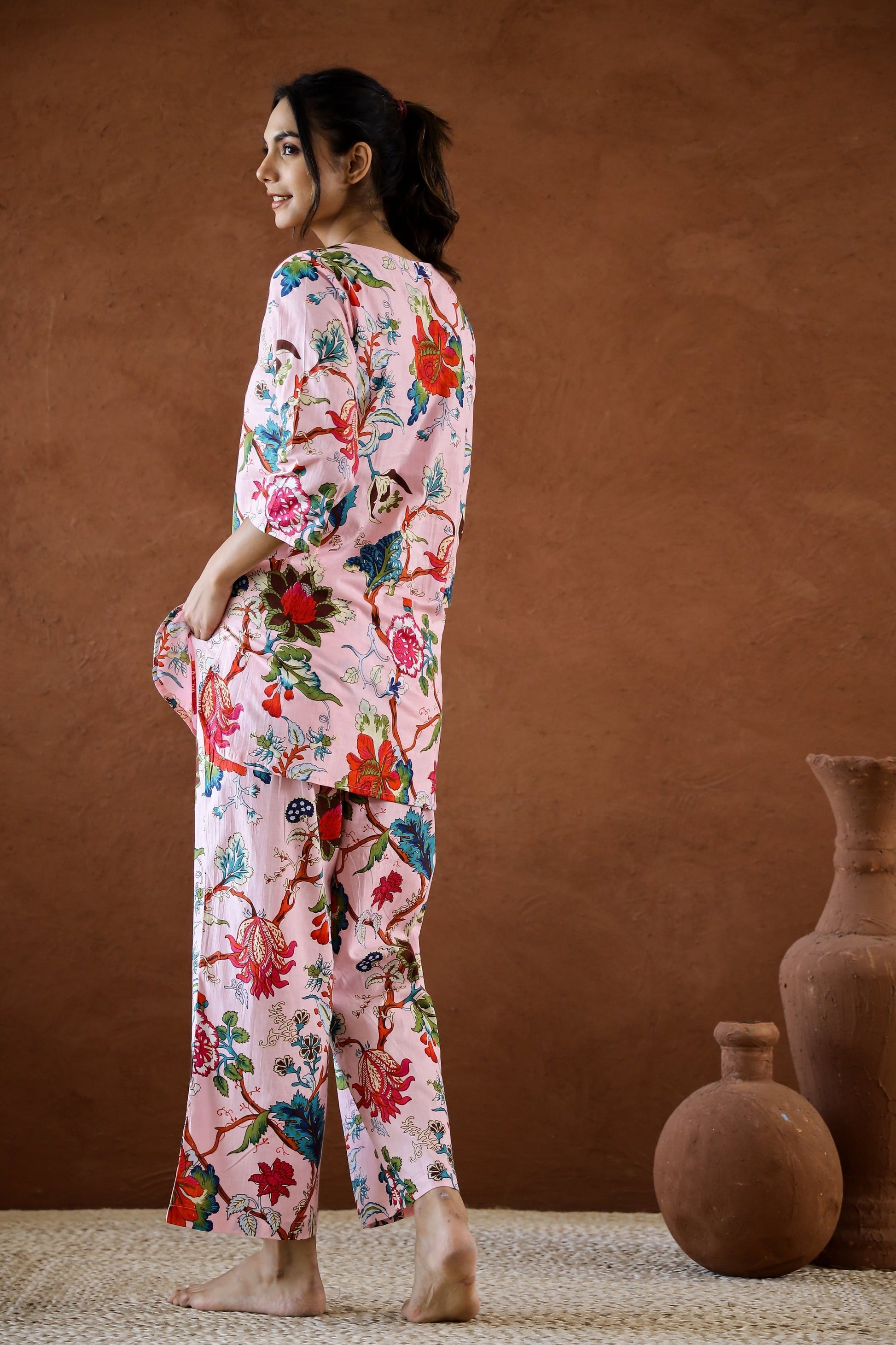 Pink Floral Cotton Coord Set | Co-Ord Set | Shop stylish women's clothing online at Label Flavia |