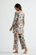 White Multi color Jungle Organic Printed Pure Cotton Loungewear Set | | Shop stylish women's clothing online at Label Flavia |