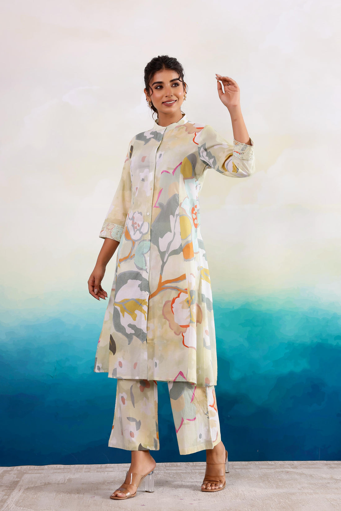 Soft Sage Floral Co-ord Set with Pants