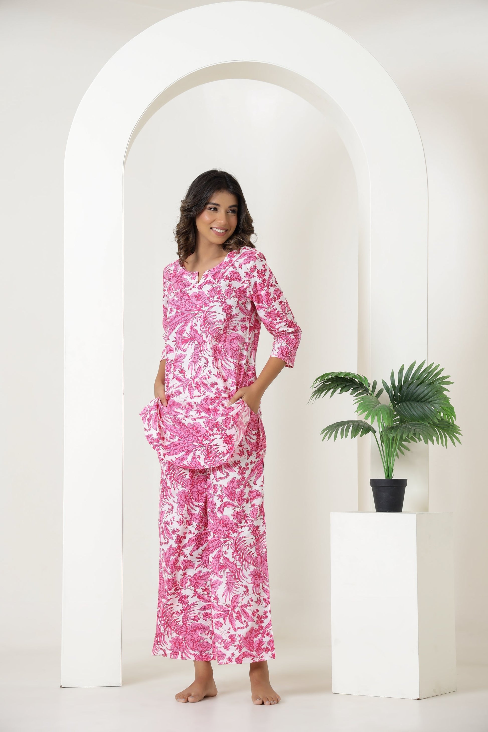 Pink Floral Lounge Set - Fresh, Feminine & Comfortable | Co-Ord Set | Shop stylish women's clothing online at Label Flavia |