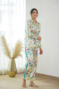 Playful Cartoon Print Satin Pajama Set for Women - Fun & Cozy Sleepwear | Co-Ord Set | Shop stylish women's clothing online at Label Flavia |