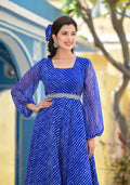 Blue Leheriya anarkali gown | | Shop stylish women's clothing online at Label Flavia |