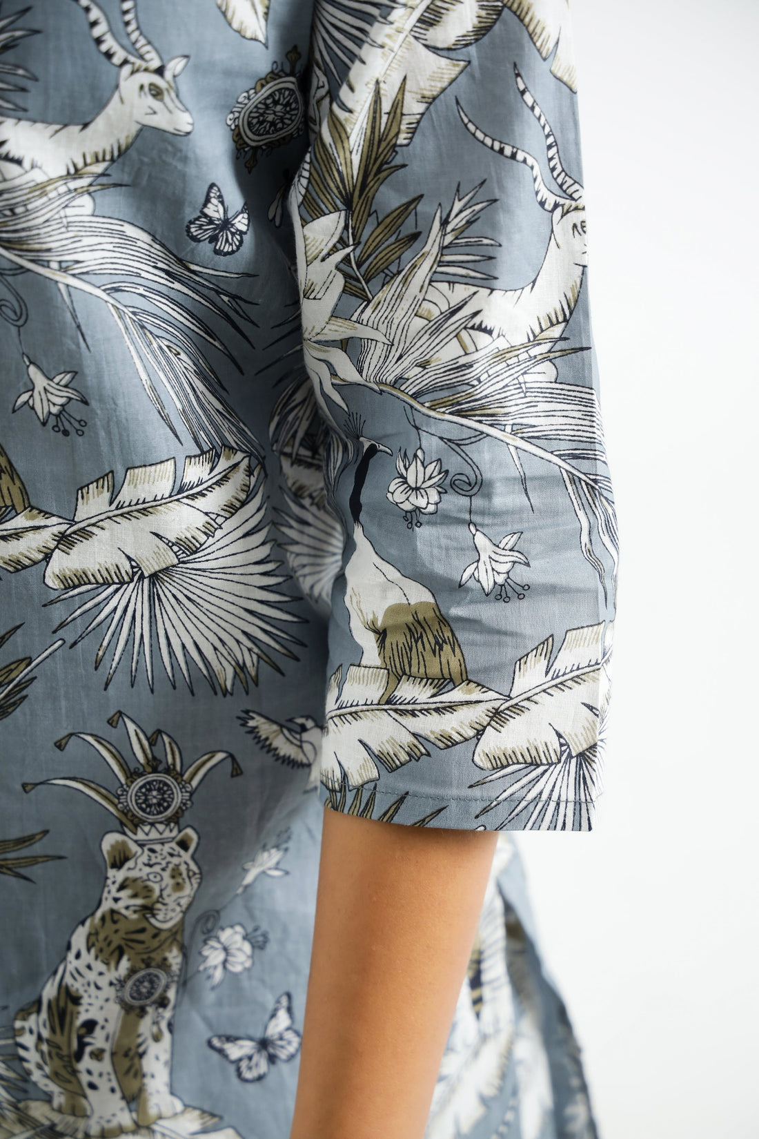 Grey Botanical Cotton Co-ord Set - Top & Trousers | Co-Ord Set | Shop stylish women's clothing online at Label Flavia |
