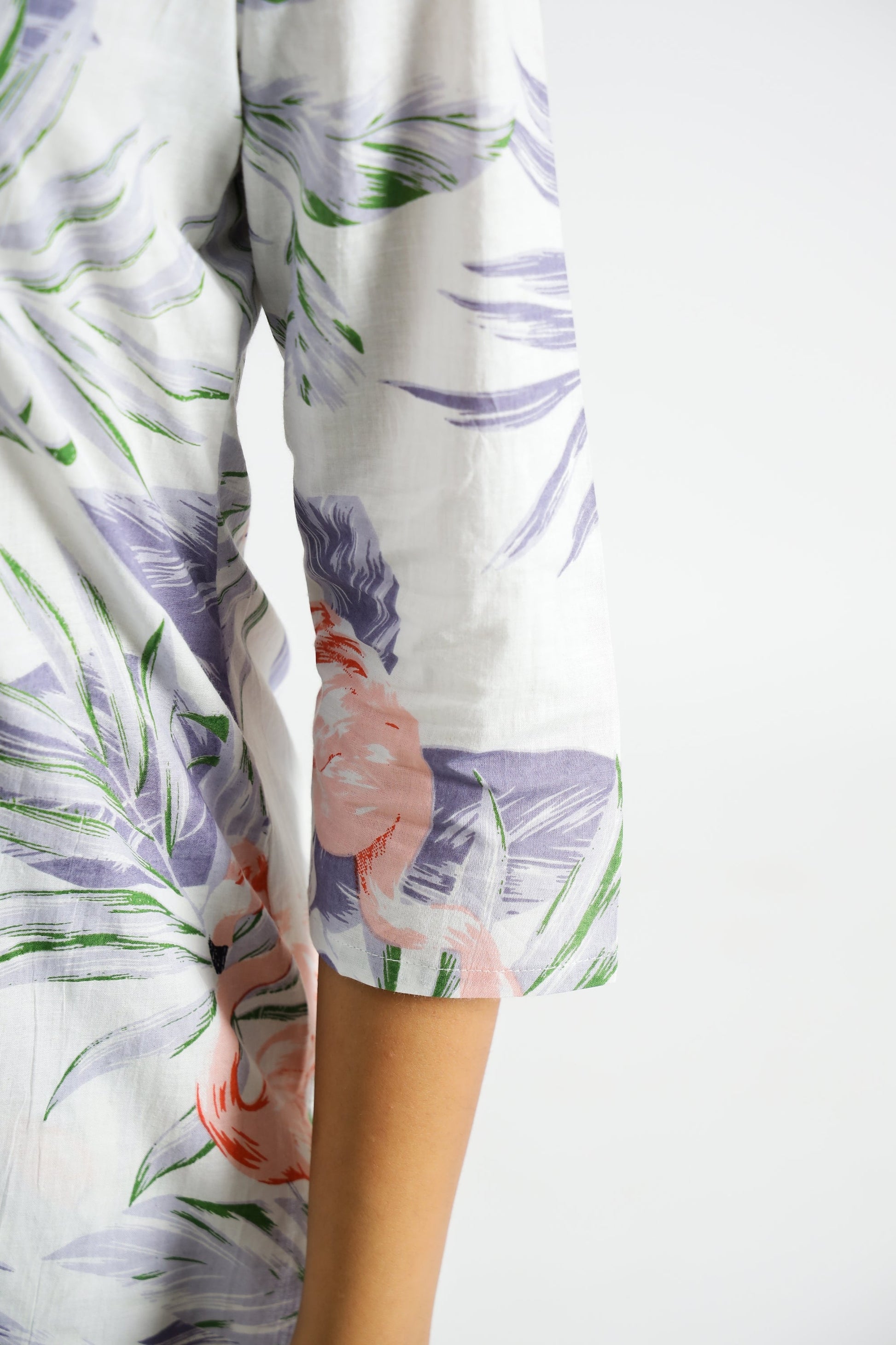 Lavender Flamingo Organic Printed Pure Cotton Loungewear Set | Co-Ord Set | Shop stylish women's clothing online at Label Flavia |