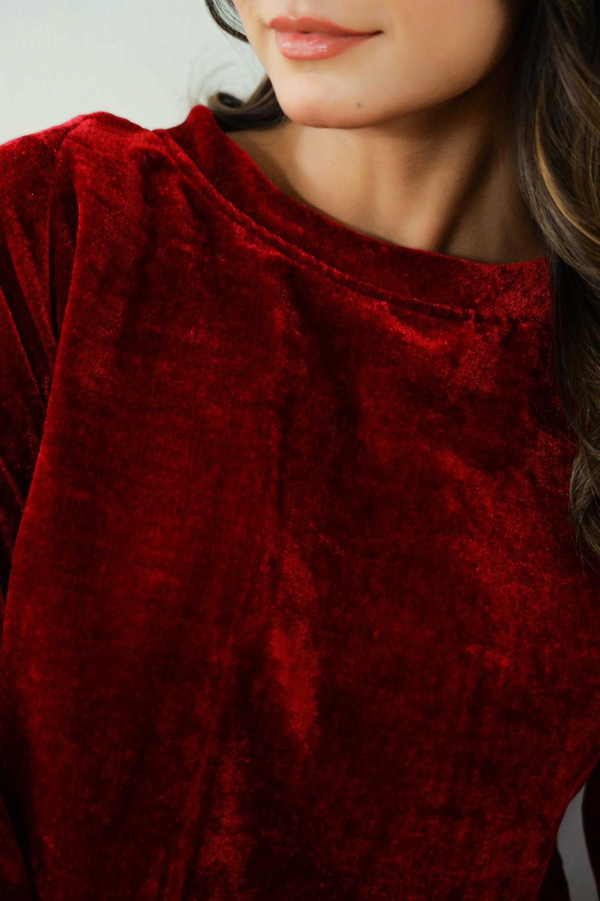 Classic Mehroon Velvet Co-Ord Set with Boat Neck | Co-Ord Set | Shop stylish women's clothing online at Label Flavia |