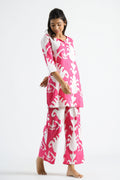 Pink Motif Organic Printed Pure Cotton Loungewear Set | Co-Ord Set | Shop stylish women's clothing online at Label Flavia |