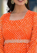 Orange Leheriya anarkali gown | | Shop stylish women's clothing online at Label Flavia |