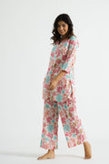 Pastel Floral Cotton Co-ord Set - Top & Trousers | Co-Ord Set | Shop stylish women's clothing online at Label Flavia |