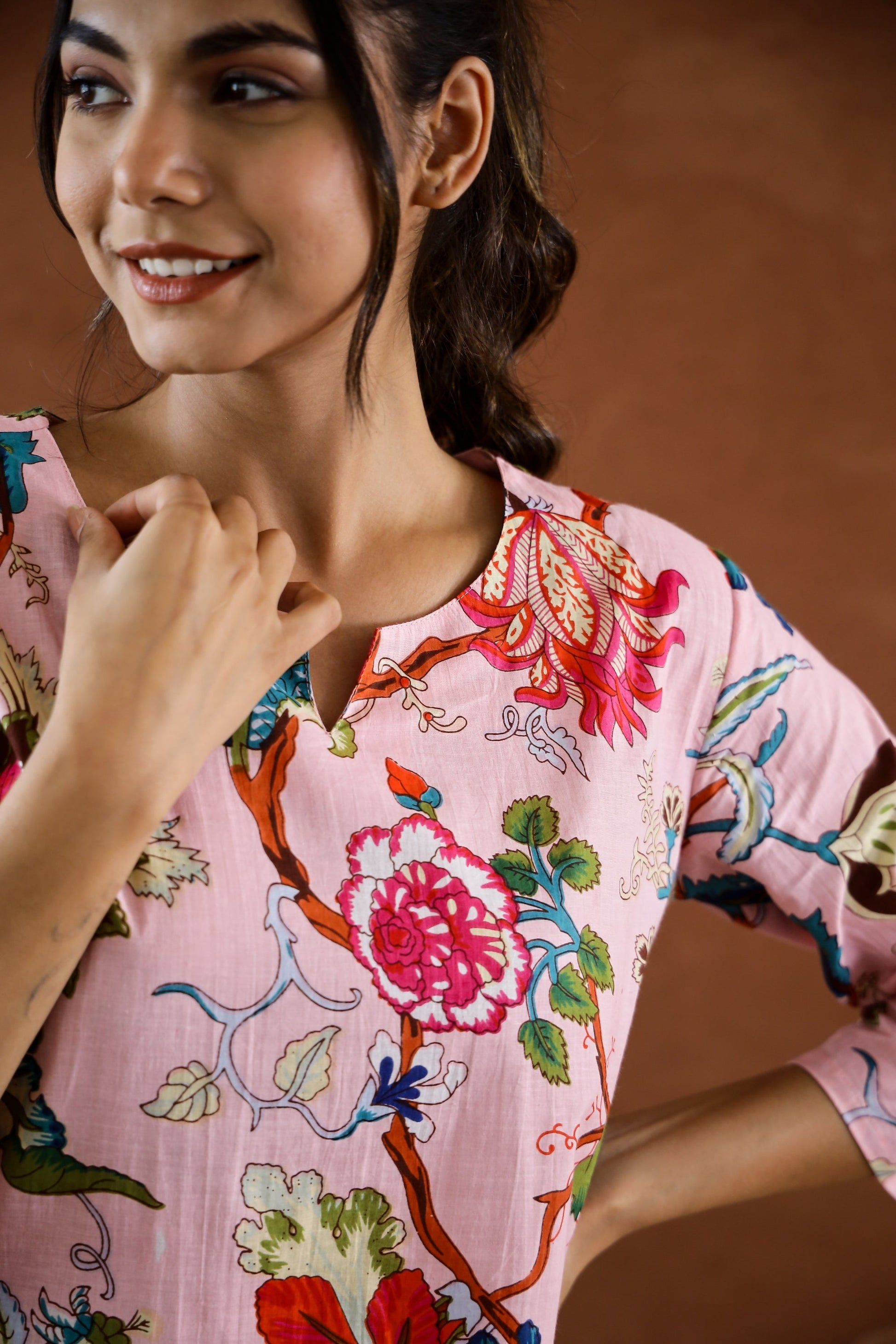 Pink Floral Cotton Coord Set | Co-Ord Set | Shop stylish women's clothing online at Label Flavia |