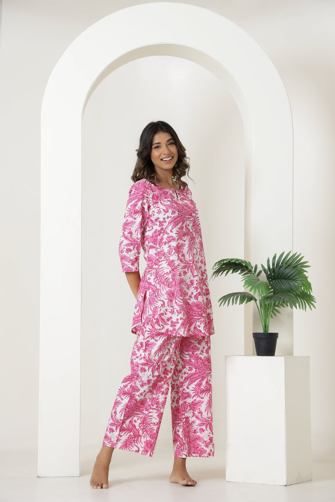 Pink Floral Lounge Set - Fresh, Feminine & Comfortable | Co-Ord Set | Shop stylish women's clothing online at Label Flavia |