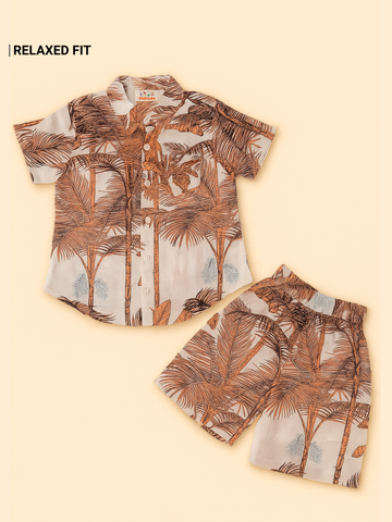 Boys' White & Orange Palm Tree Coord Set