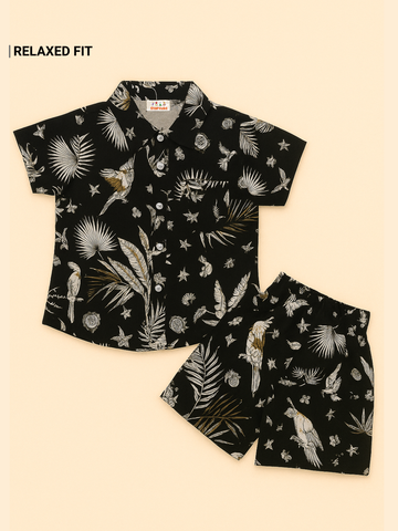 Boys' Black Tropical Coord Set
