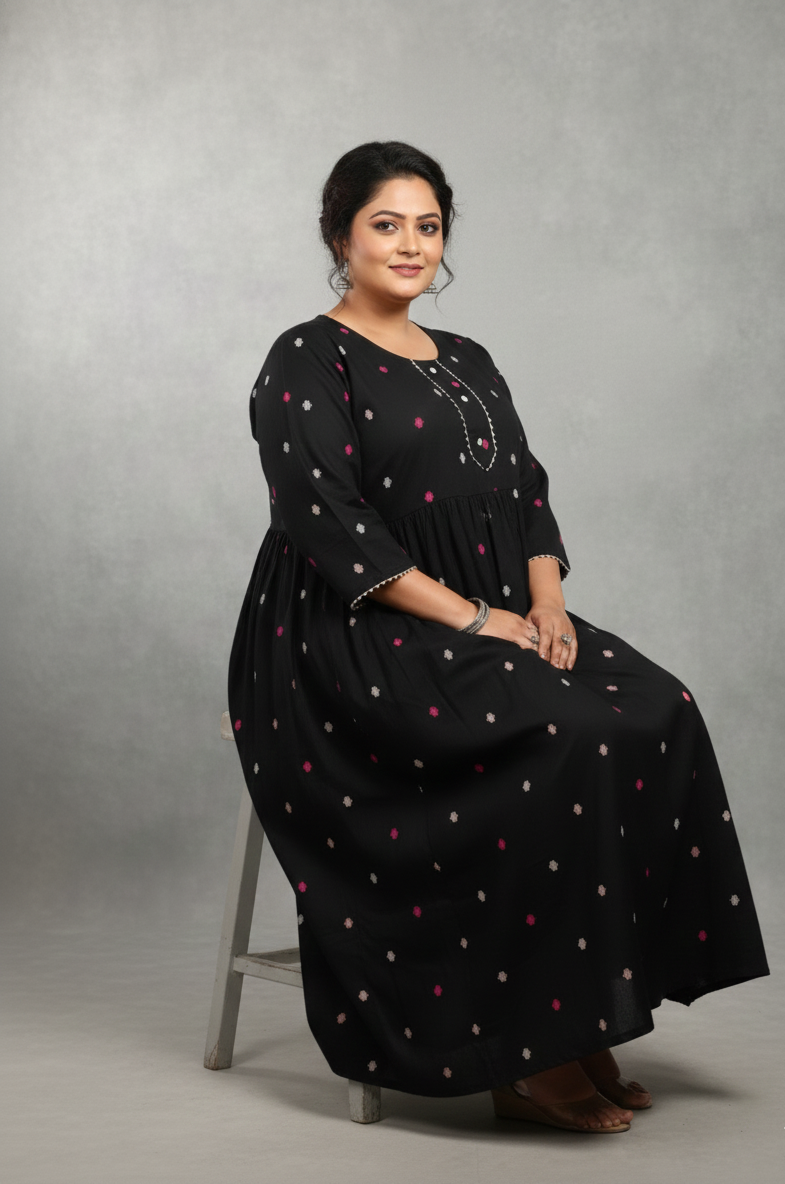 Plus Size Cotton  Printed Gown