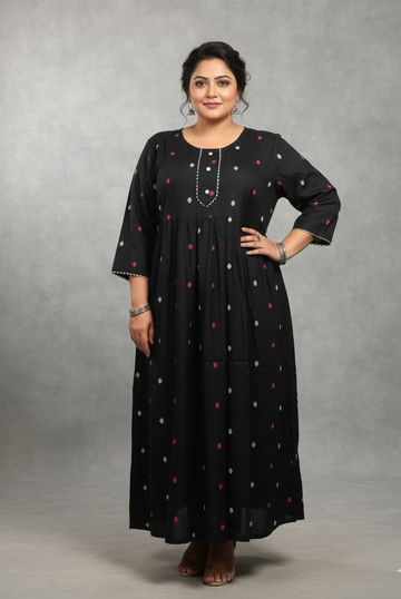 Plus Size Cotton  Printed Gown