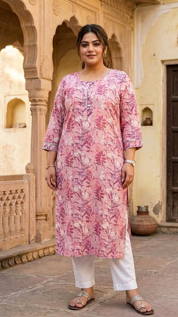 Blush Fern Elegant Printed Kurti – Soft Modern Everyday Wear