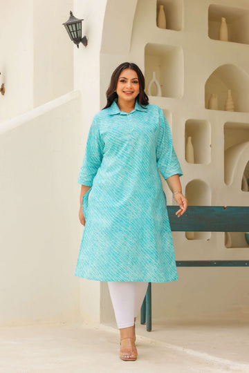 Big Size Turquoise Blue Kurti – Comfort with Style