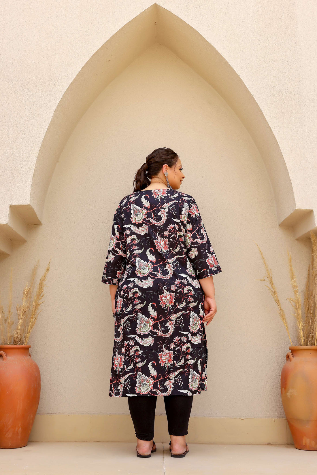 Elegant Big Size Cotton Kurti – Daily Wear with 3/4 Sleeves