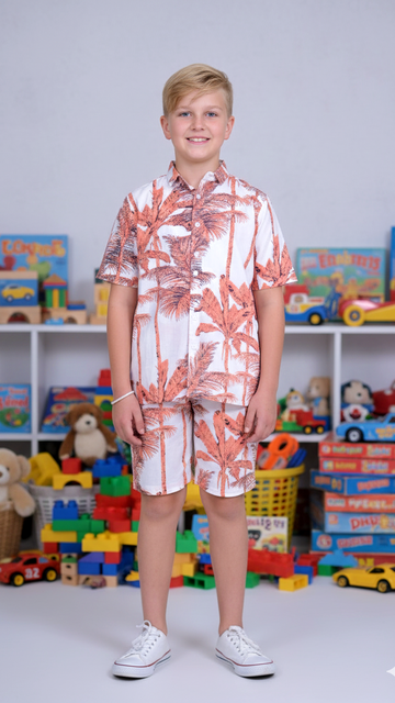 Crimson Cheetah Printed Boy’s Shirt – Red
