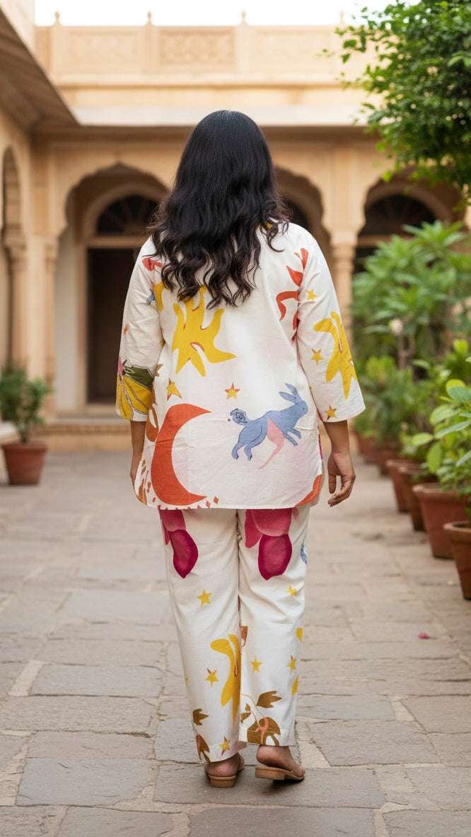 Plus Size White Cotton Co-ord Set – Comfortable Everyday Wear for Women