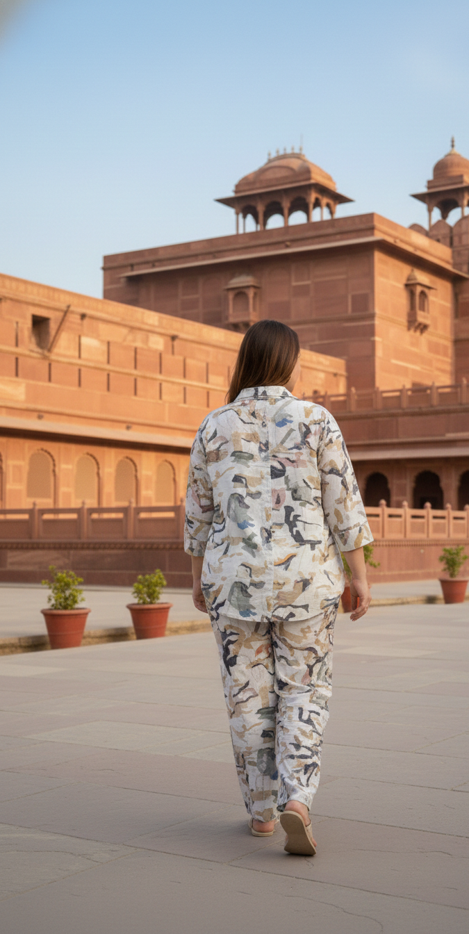 Elegant Printed Co-Ord Set for Women | Premium Casual Shirt & Pant Set